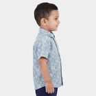 Infants Blue Cotton Half Sleeve Round Neck Casual Shirt, Teal Blue, small