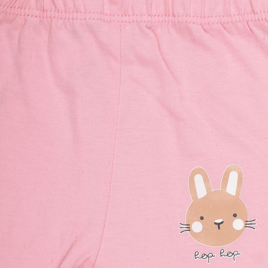 Infants' Soft Pink Elasticated Bunny Print Pyjama, Pink, large image number null