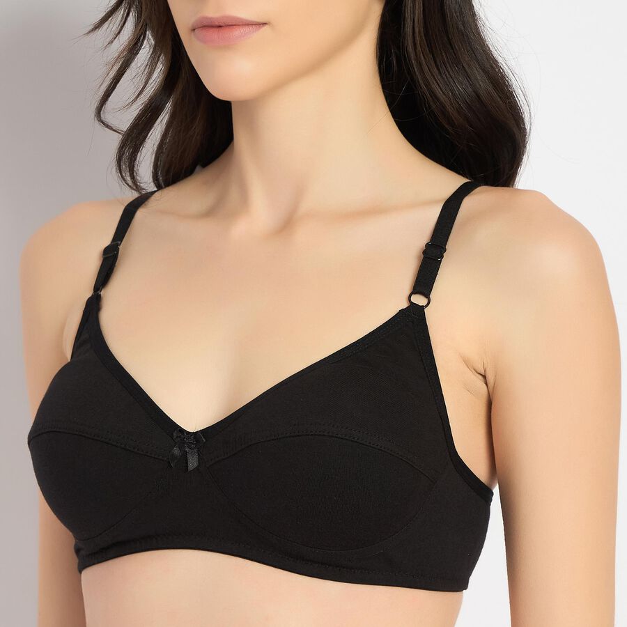 Ladies' 100% Cotton Bra , काला, large image number null