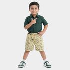 Boys Off White Regular Fit Printed Cargo Bermuda Shorts, Off White, small