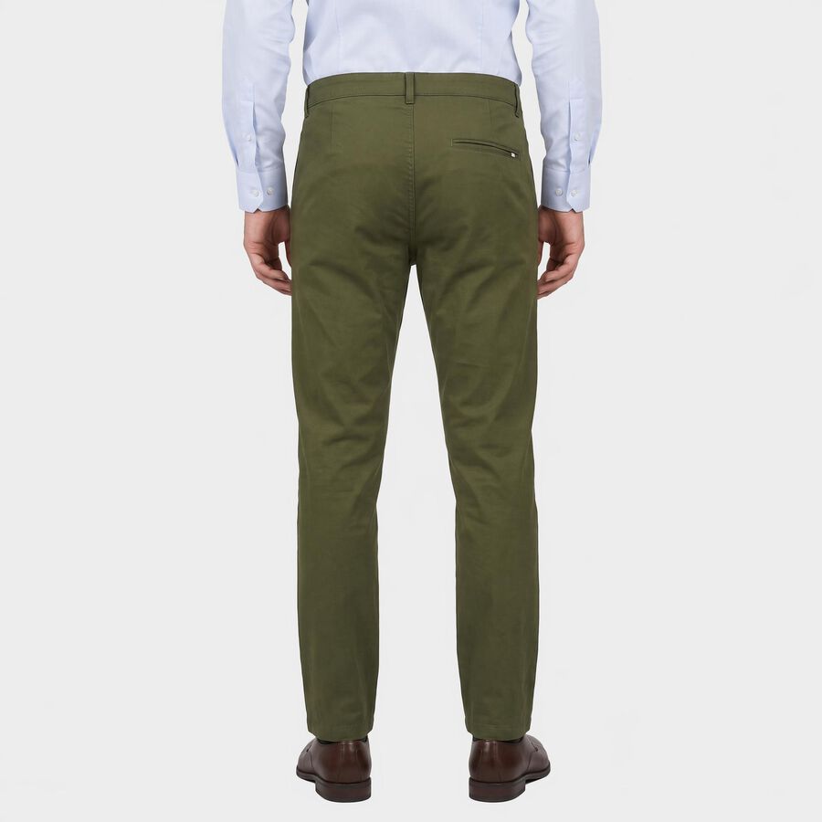 Men's Olive Green Slim Fit Chino Trousers, Olive, large