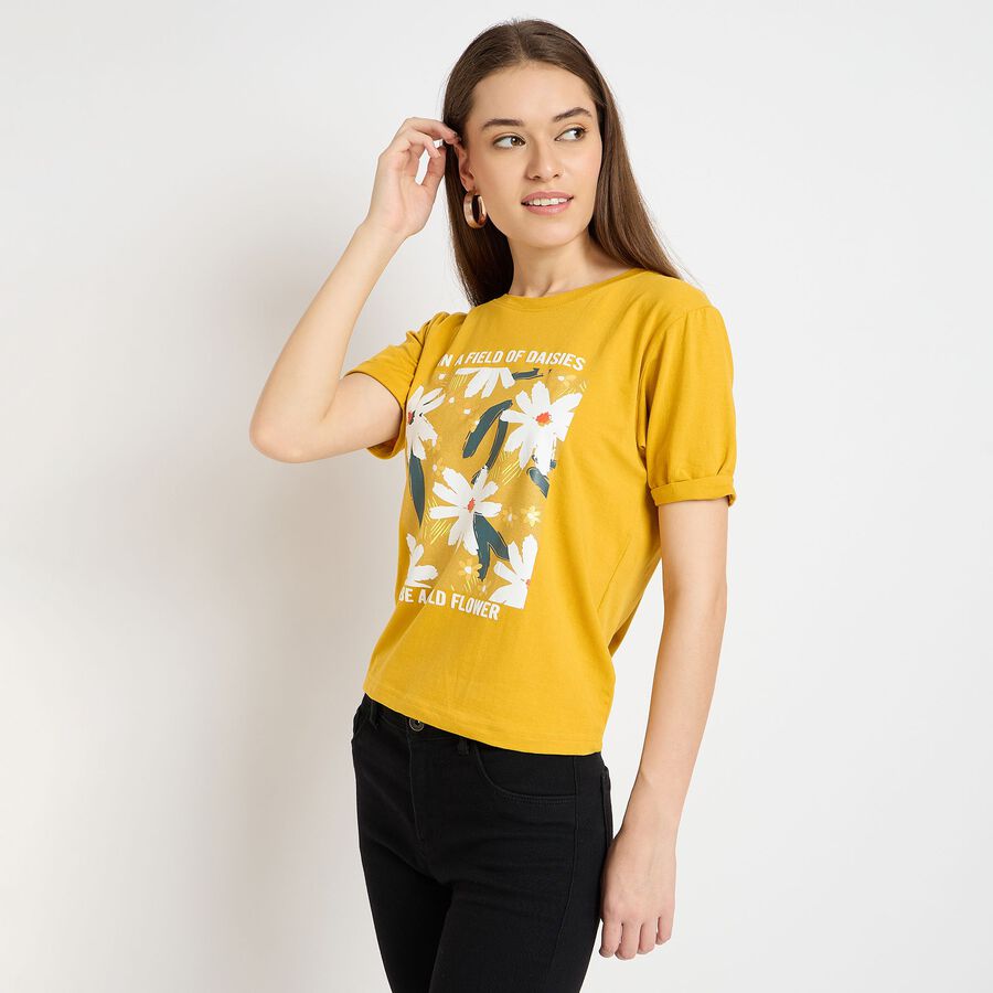 Ladies' Round Neck T-Shirt, Mustard, large image number null