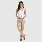 Women's White Cotton Blend Scoop Neck Camisole Slip, सफ़ेद, small