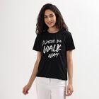 Ladies' Round Neck T-Shirt , काला, small image number null