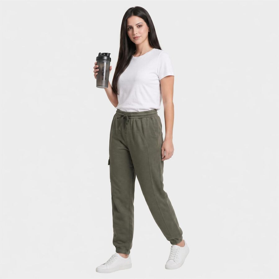Women's Olive Green Regular Fit Cargo Track Pants, ओलिव, large