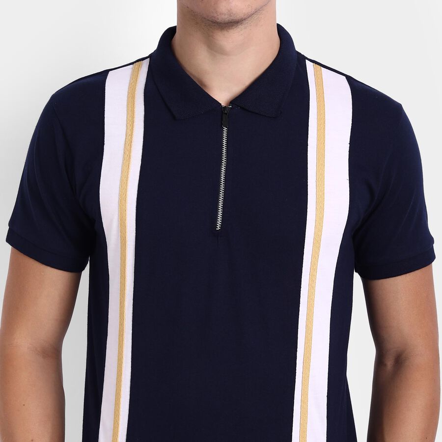 Stripted Polo Shirt, Navy Blue, large image number null