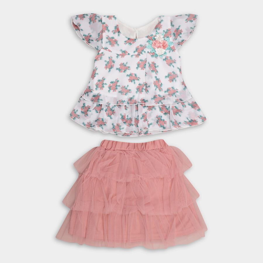 Girls' Top Skirt, पीच, large image number null