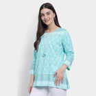 3/4th Sleeves Straight Kurti, एक्वा, small image number null