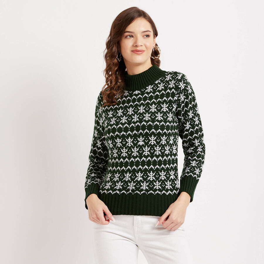 Turtle Neck Pullover, Dark Green, large image number null