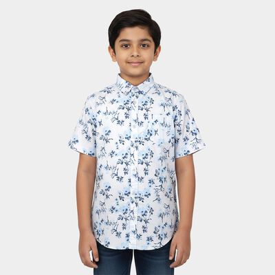 Boys Light Blue Cotton Half Sleeve Classic Casual Shirt