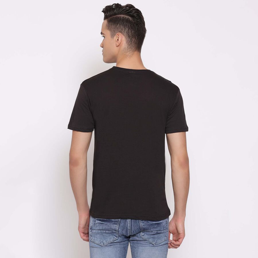 कॉटन सिंगल जर्सी गोल गला टी-शर्ट, Black, large image number null
