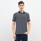 Men's Navy Blue Polo Neck Casual T-Shirt, नेवी ब्लू, small