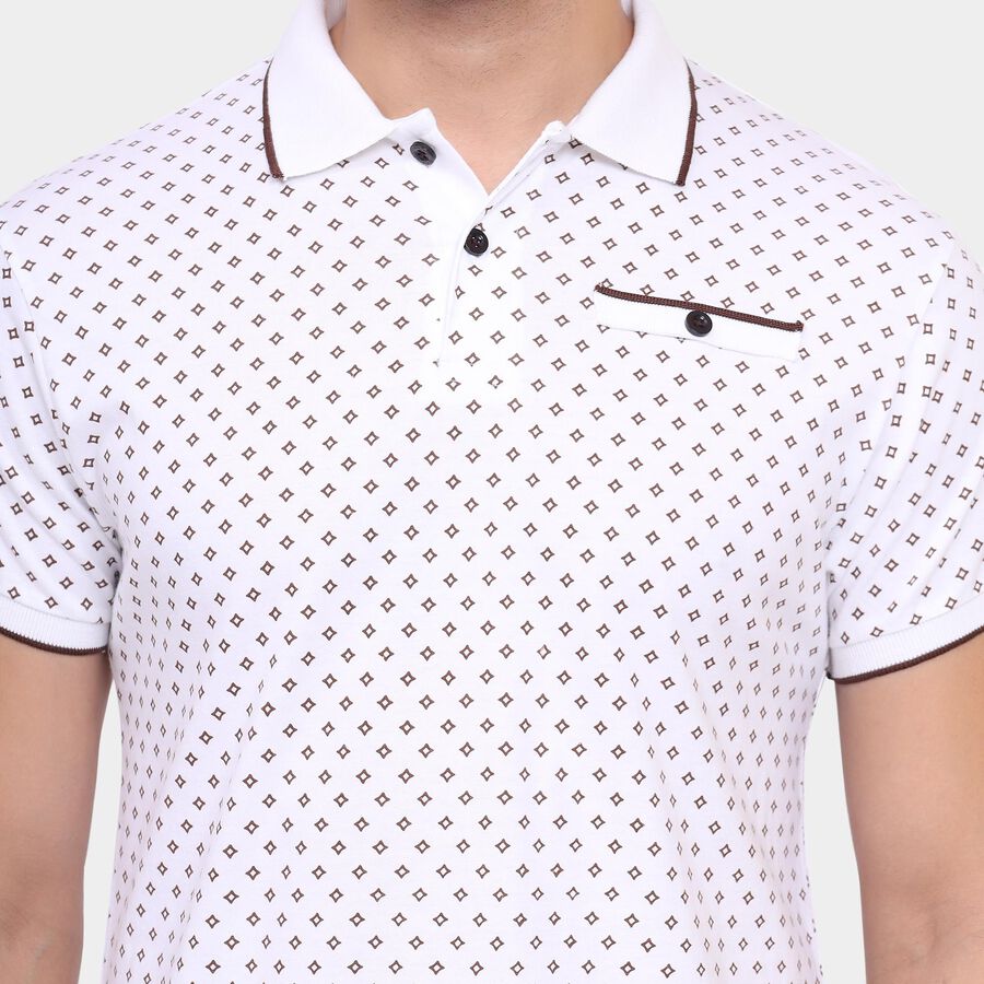 Men's 100% Cotton Collared Half Sleeves T-Shirt , भूरा, large