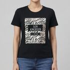 Women's Black Round Neck Minimalist T-Shirt, काला, small