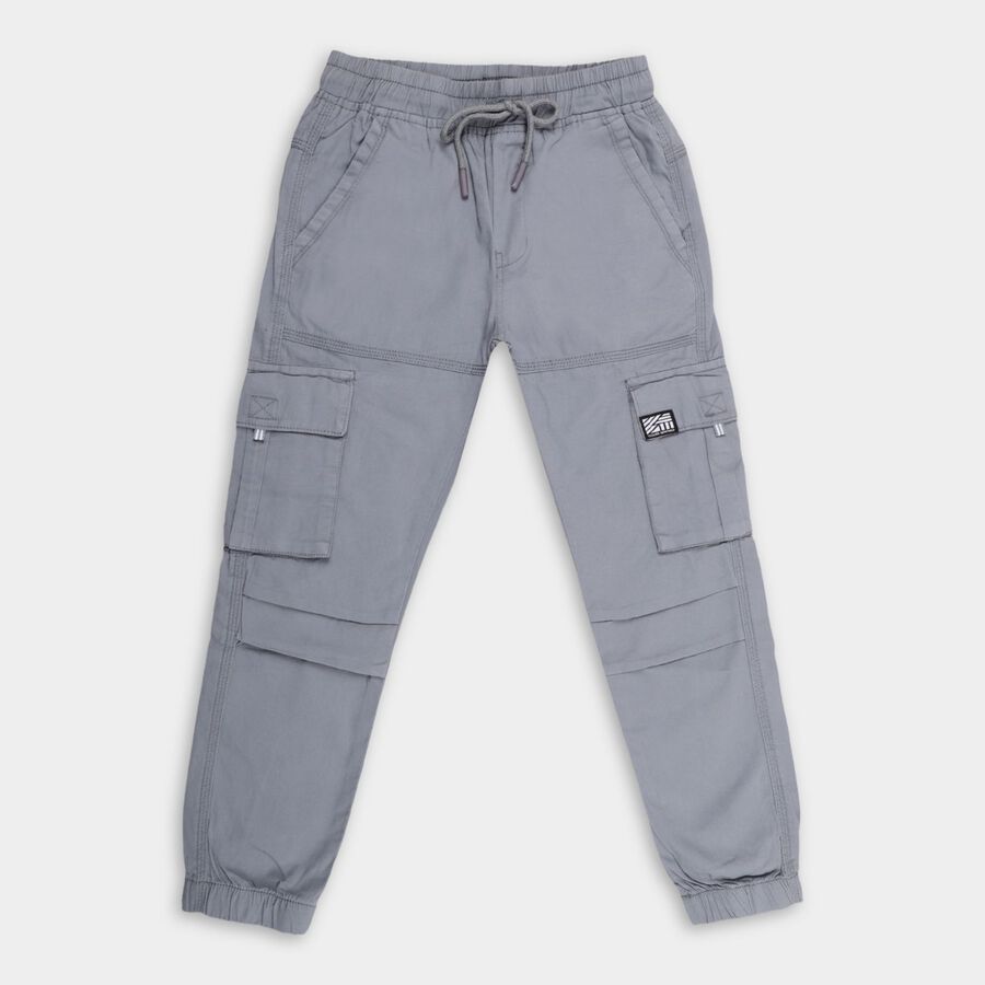 Boys' 100% Cotton Trousers , हल्का ग्रे, large image number null