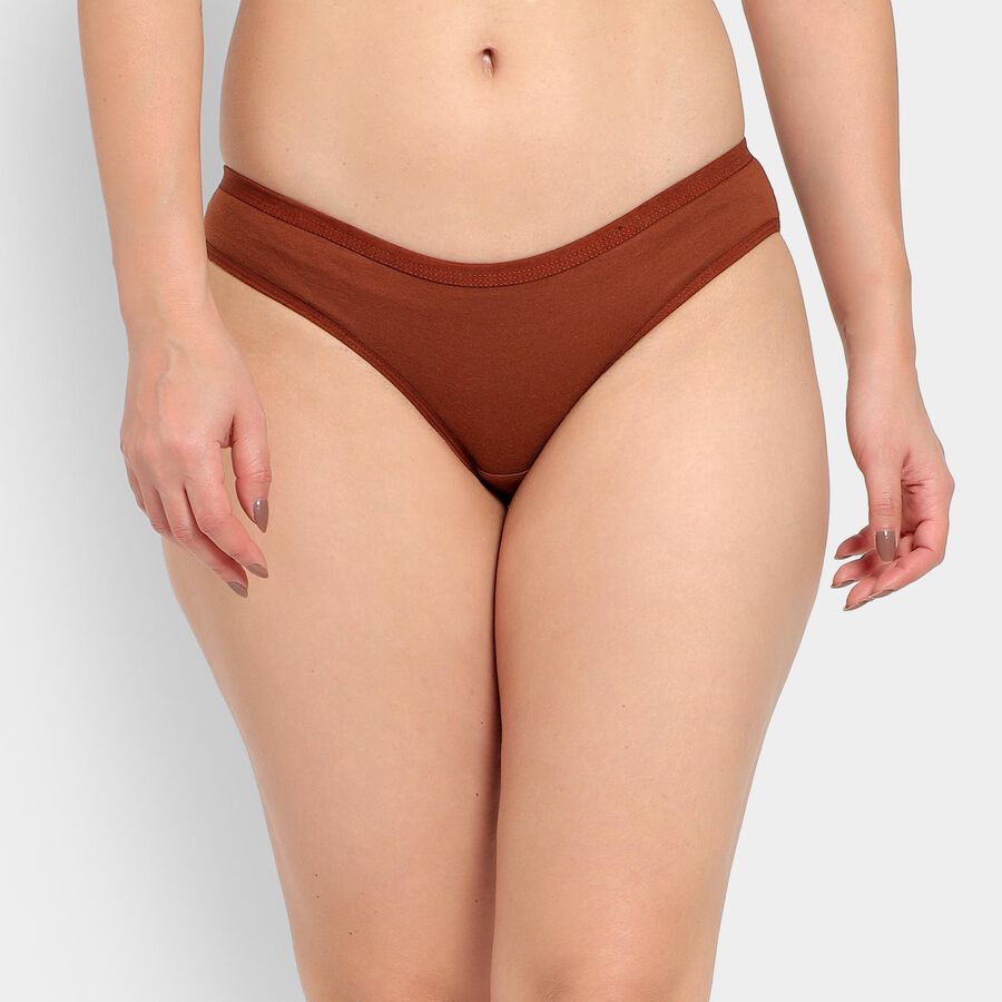 Ladies' 100% Cotton Panty, Brown, large image number null