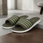Men's Olive Green Slip-On Slide Sandals, ओलिव, small