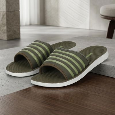 Men's Olive Green Slip-On Slide Sandals