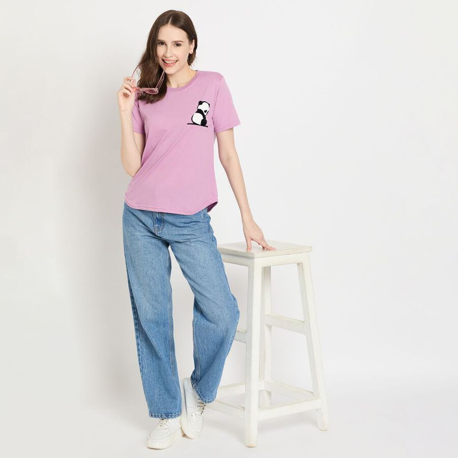 Ladies' Round Neck T-Shirt, बैंगनी, large image number null