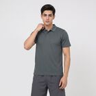 Men's Grey Polo Neck Polo Drifit T-Shirt, गहरा ग्रे, small
