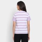 Ladies'  Stripes Round Neck T-Shirt, Lilac, small image number null