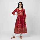 Women's Fuchsia Scoop Neck Embroidered Anarkali Kurta, Fuchsia, small