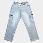 Boys Light Blue Cargo Fit Washed Jeans, Light Blue, small