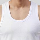 Men's White Cotton Round Neck Classic Vest, सफ़ेद, small