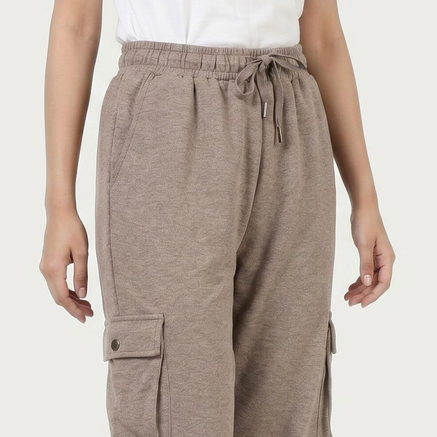 Women's Beige Straight Fit Cargo Track Pants, गहरा पीला, large