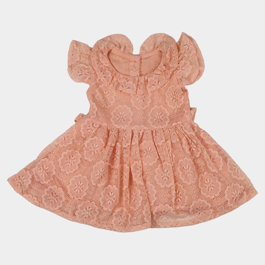 Infants' Peach Sleeveless Casual Frock, Peach, large