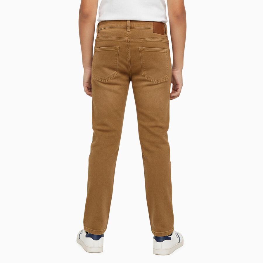 Boys' Warm Caramel Brown Slim Fit Jeans, गहरा पीला, large image number null
