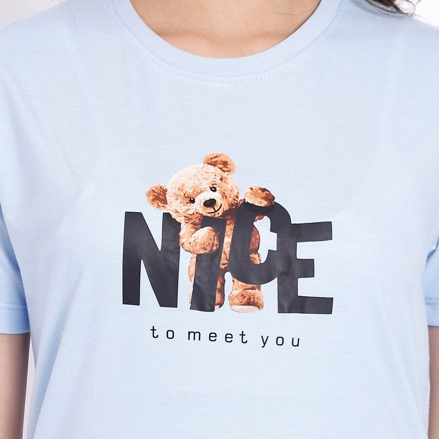 Ladies' Round Neck T-Shirt, हल्का नीला, large image number null