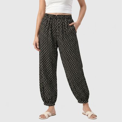 Women's Dark Grey Regular Fit Printed Palazzos