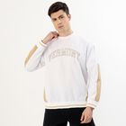Men's Rich Eggshell White Crew Neck Casual Sweatshirt, सफ़ेद, small image number null