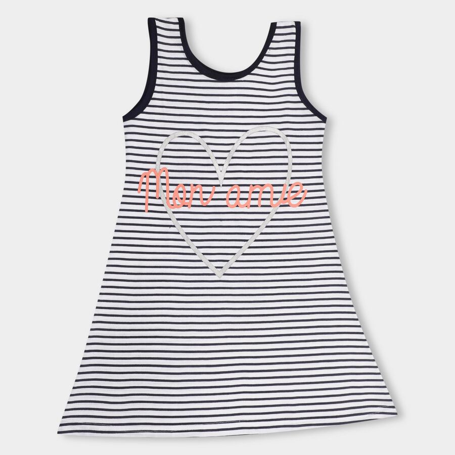Girls' Frock, Navy Blue, large image number null