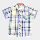 Infants Checks Regular Collar Shirt, Yellow, small image number null