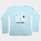 Girls Light Blue Round Neck Regular Top, हल्का नीला, small