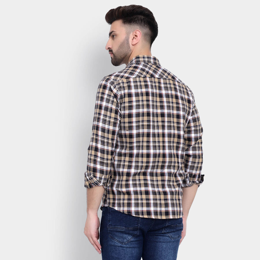 Cotton Checks Casual Shirt, Yellow, large image number null