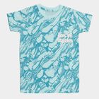 Boys Light Blue Cotton Crew Neck Casual T-Shirt, Light Blue, small image number null