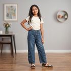Girls Blue Cargo Fit Utility Pocket Jeans, Mid Blue, small