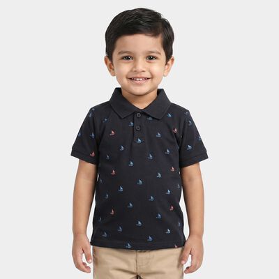Boys Navy Blue Cotton Polo Neck Polo Boys T-Shirt