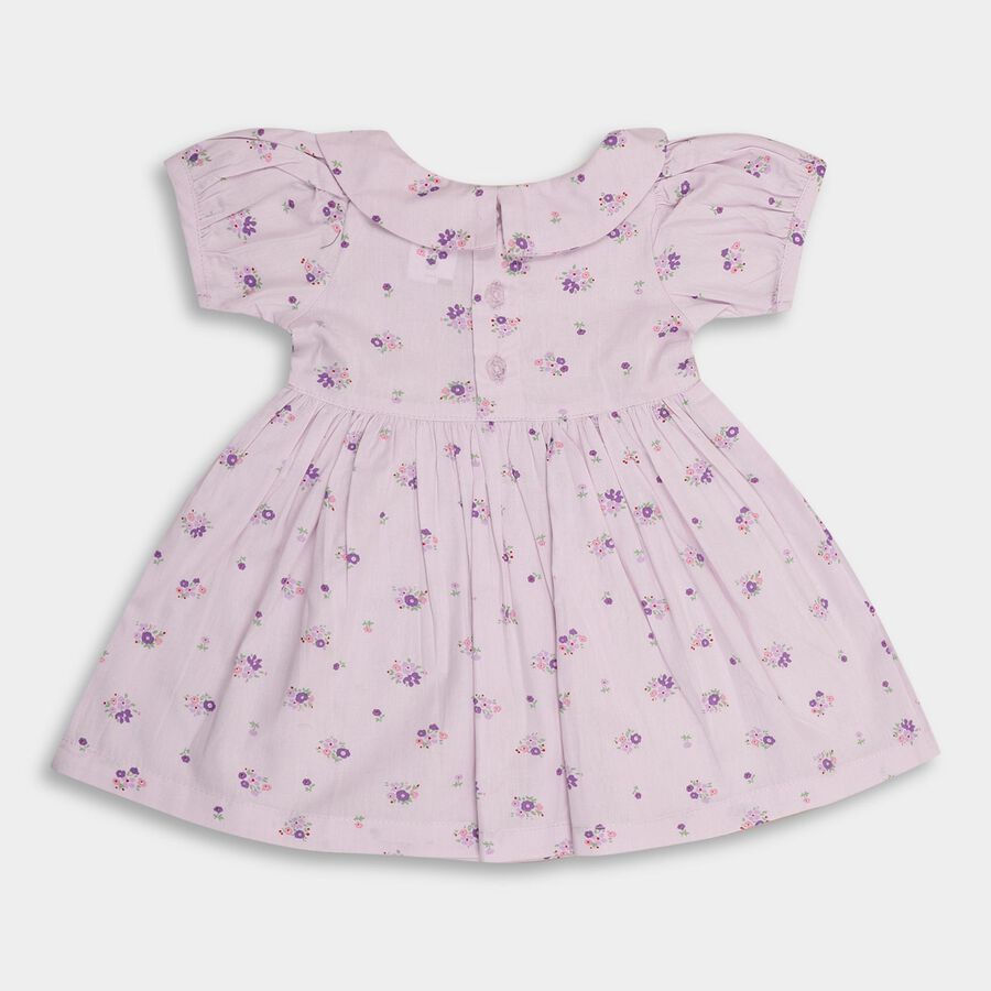Infant Girls' 100% Cotton Frock, लाइलेक, large image number null