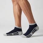 Men's Ankle Length Striped Pack of 3 Socks ( Blue, Grey, Black ), Black, small
