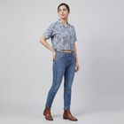 Women's Navy Blue Half Sleeve Classic Collar Casual Shirt, Mid Blue, small