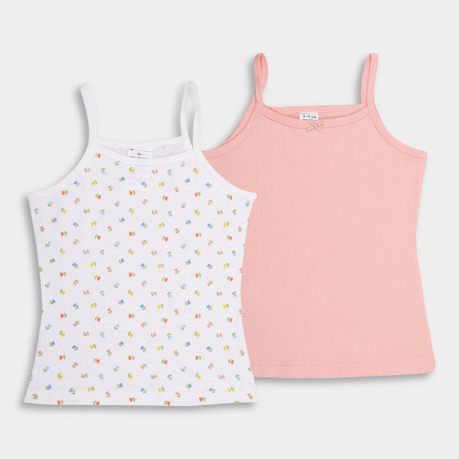Girls' 100% Cotton Vest (Pack of 2), White, large image number null
