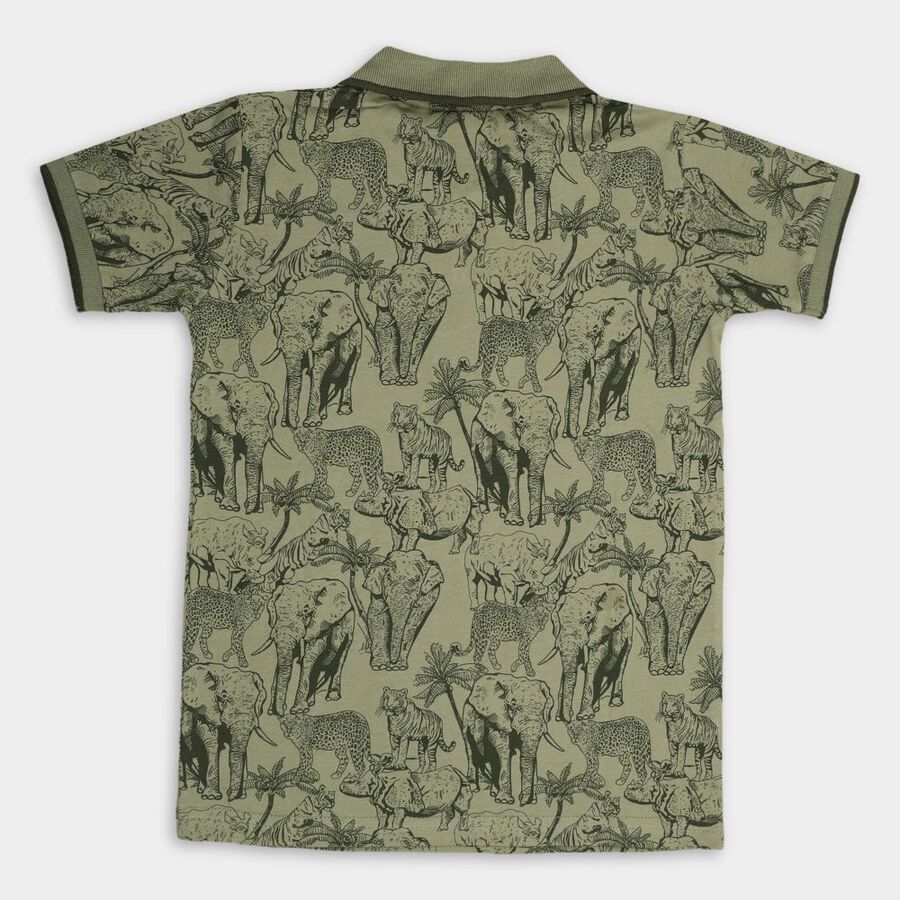 Boys' Cotton Half Sleeves T-Shirt, ओलिव, large image number null