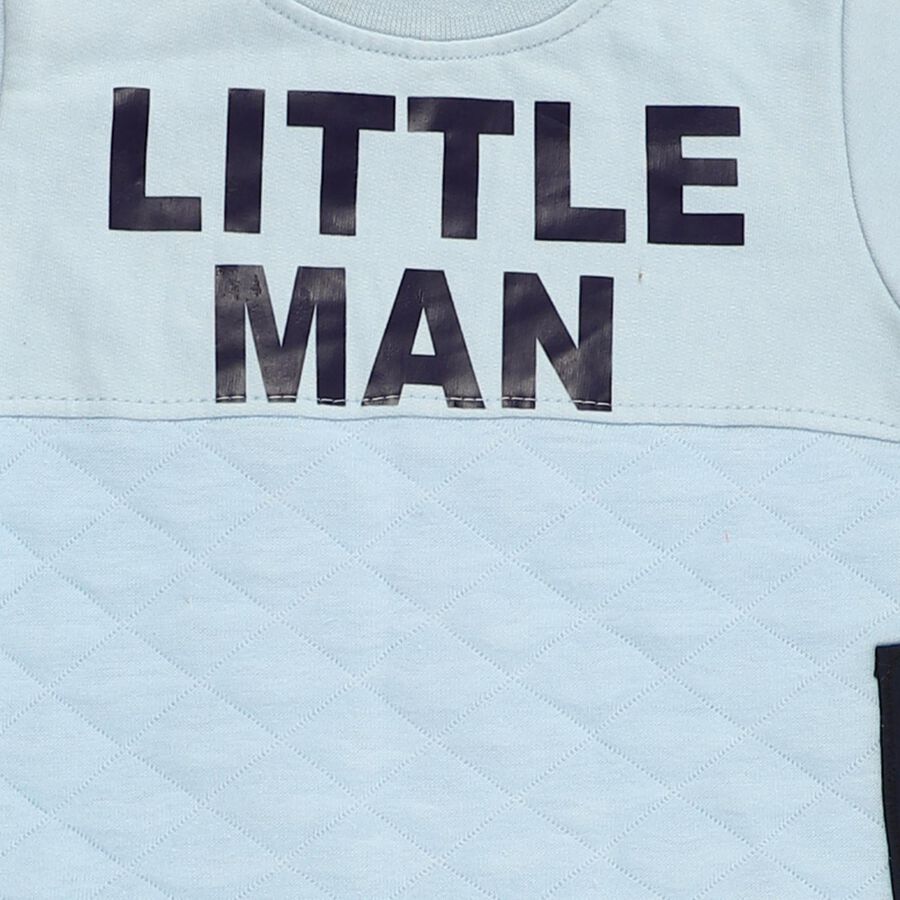 Infants' Light Blue Round Neck Quilted Baba Suit, हल्का नीला, large image number null