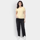 Ladies' Round Neck T-Shirt, Yellow, small