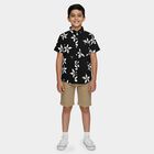Boys Black Cotton Half Sleeve Classic Casual Shirt, Black, small