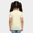 Girls' Yellow Cotton Round Neck Unicorn Printed T-Shirt, पीला, small